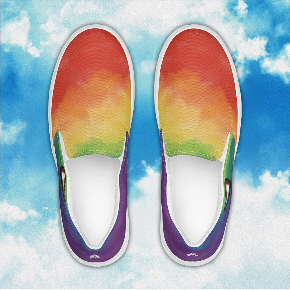 Cloudy Rainbow Slip On Sneakers LGBTQ Pride Rainbow Shoes Human Rights Campaign Merch Cloudy Rainbow Slip On Sneakers LGBTQ Pride Rainbow Shoes Human Rights Campaign Merch