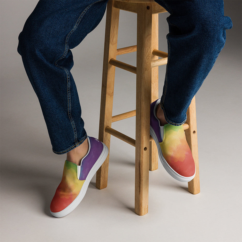 Cloudy Rainbow Slip On Sneakers LGBTQ Pride Rainbow Shoes Human Rights Campaign Merch Cloudy Rainbow Slip On Sneakers LGBTQ Pride Rainbow Shoes Human Rights Campaign Merch