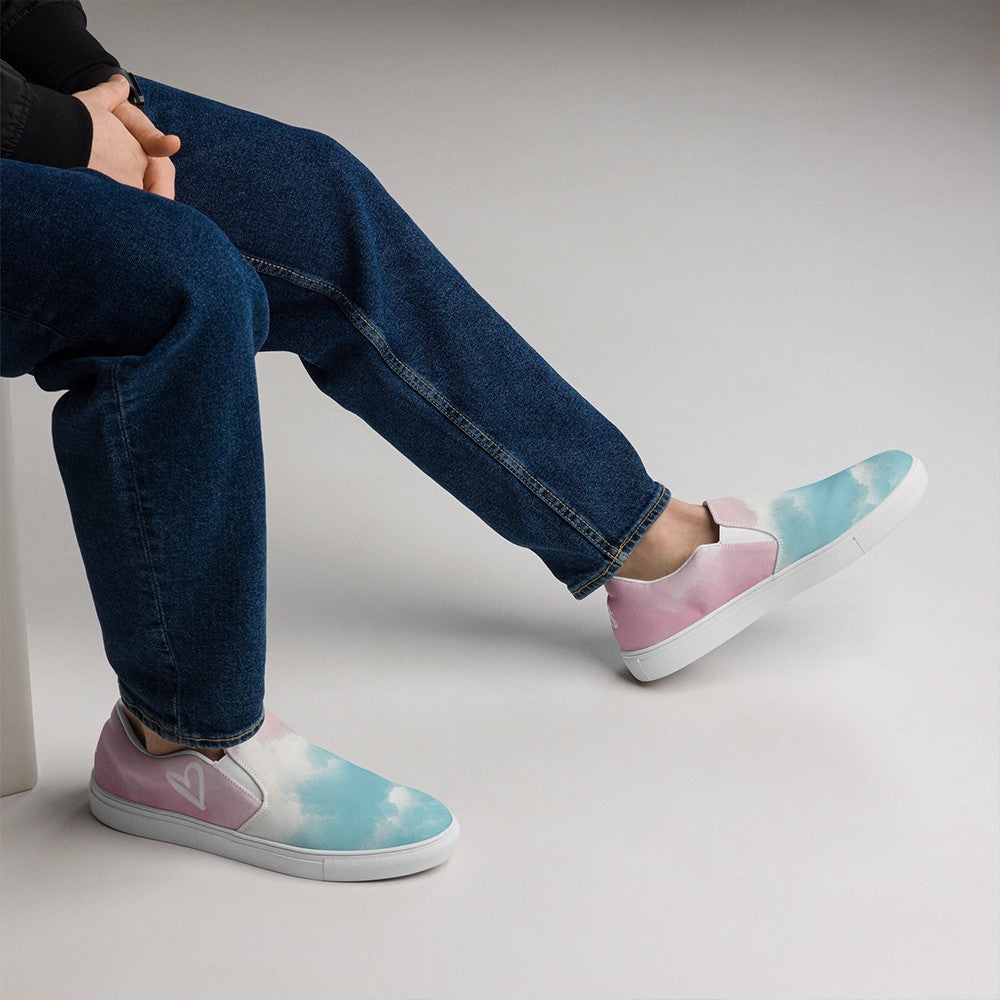 Cloudy Transgender Pride Slip On Sneakers LGBTQ+ Pride Transgender Shoes Human Rights Merch Cloudy Transgender Pride Slip On Sneakers LGBTQ+ Pride Transgender Shoes Human Rights Merch