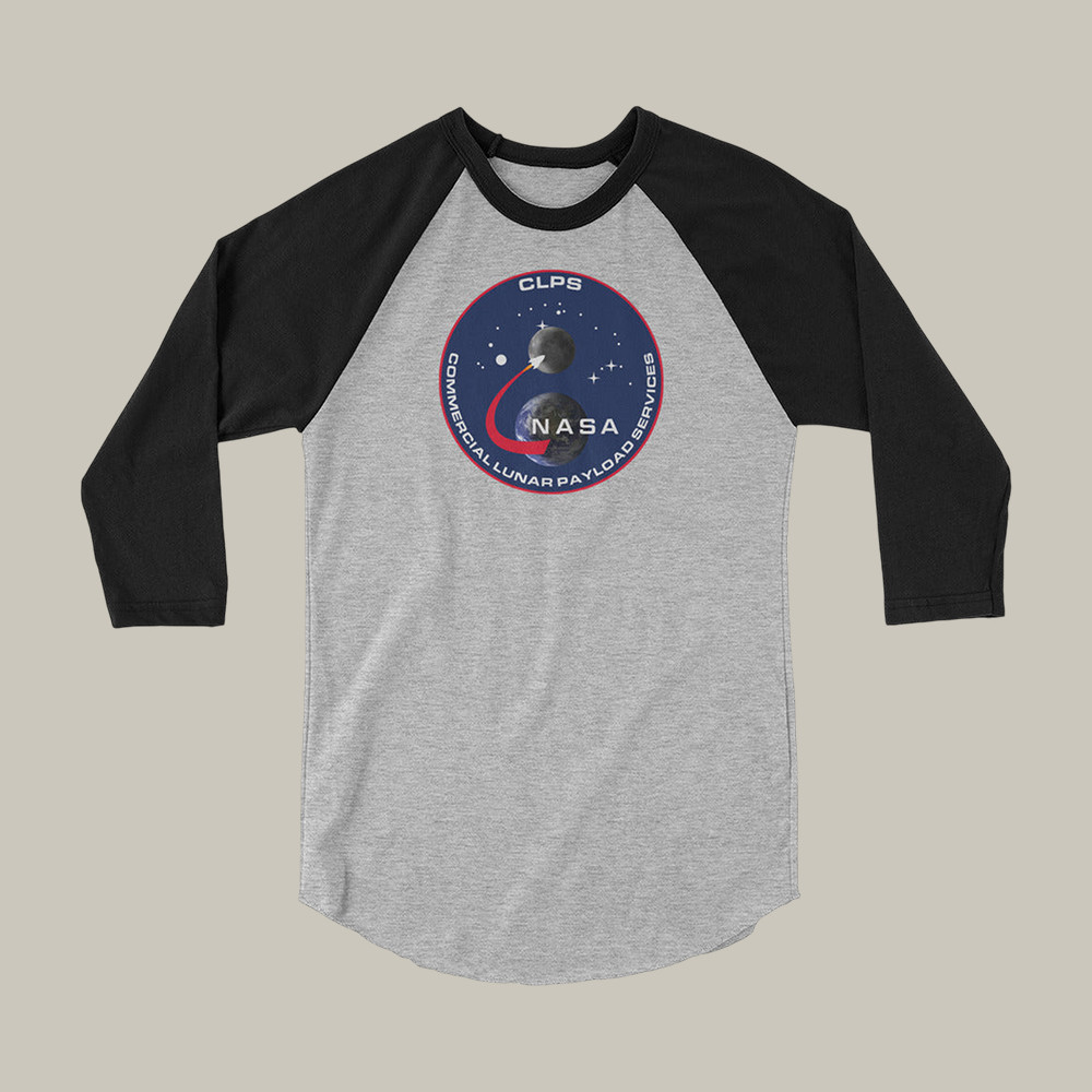 CLPS NASA Raglan Long Sleeve Shirt Commercial Moon Landing 2026 Apparel Present For NASA Fans