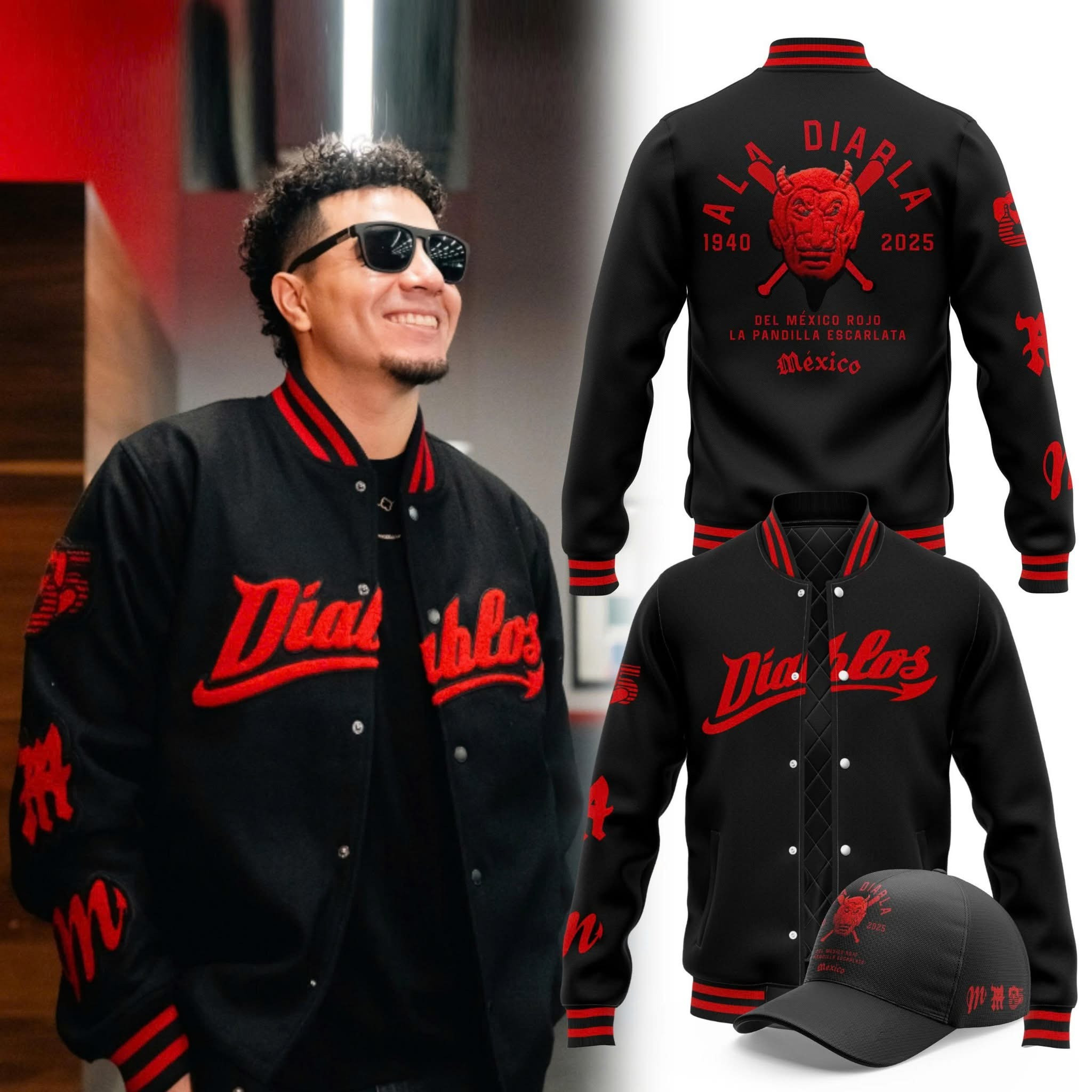 Club Diablos Rojos Del Mexico Bomber Varsity Jacket 2025 Merch Best Gifts For Fans