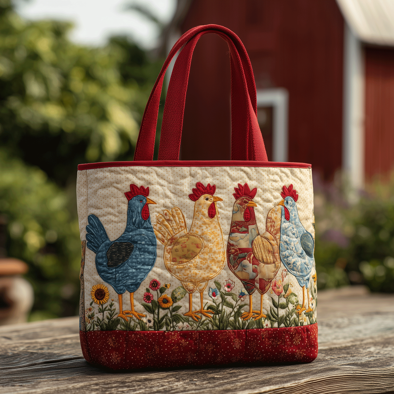 Cluck Club Quilted Tote Bag Chicken Novelty Gifts