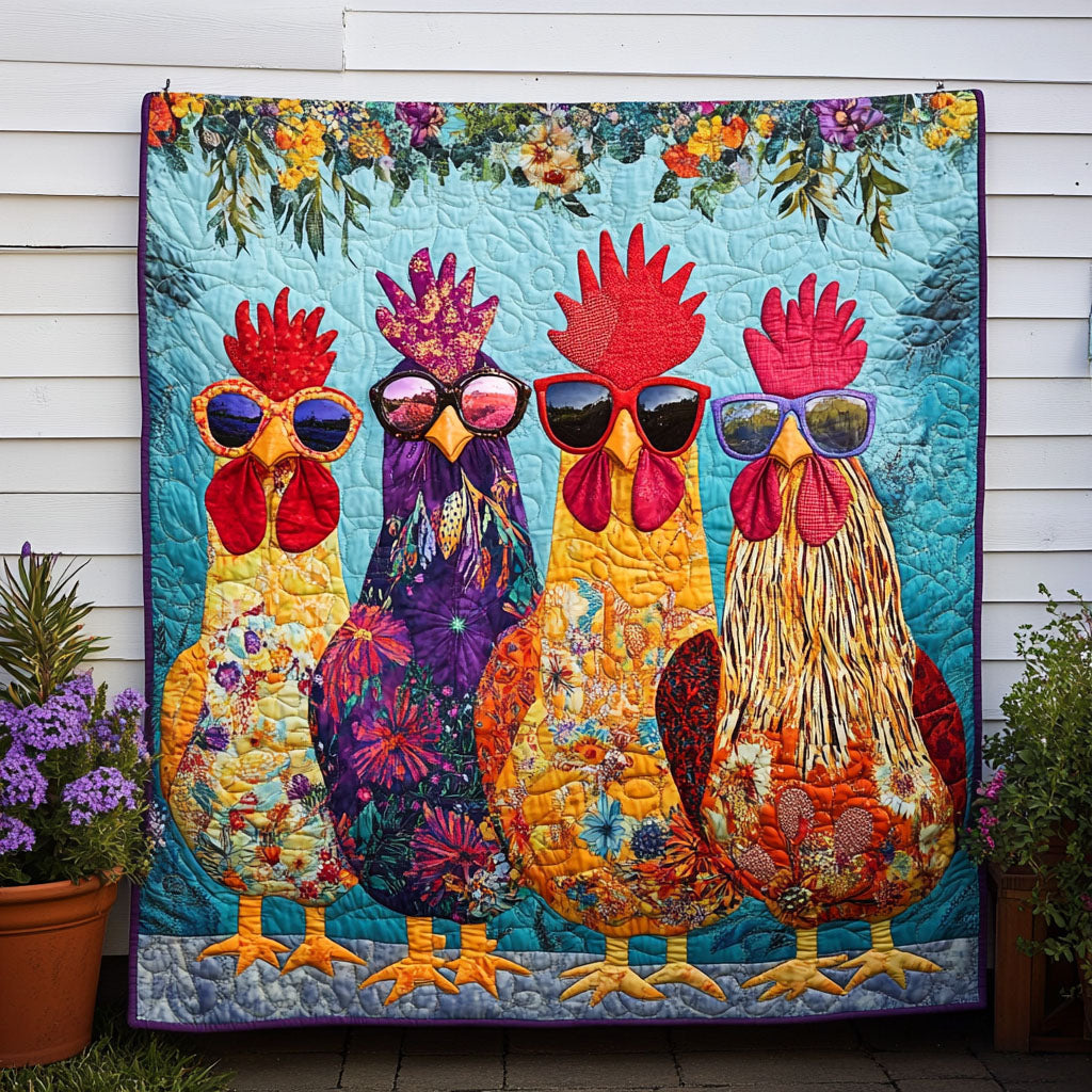Cluck Couture Quartet Quilted Blanket Best Throw Blanket Christmas Gifts For Chicken Lovers