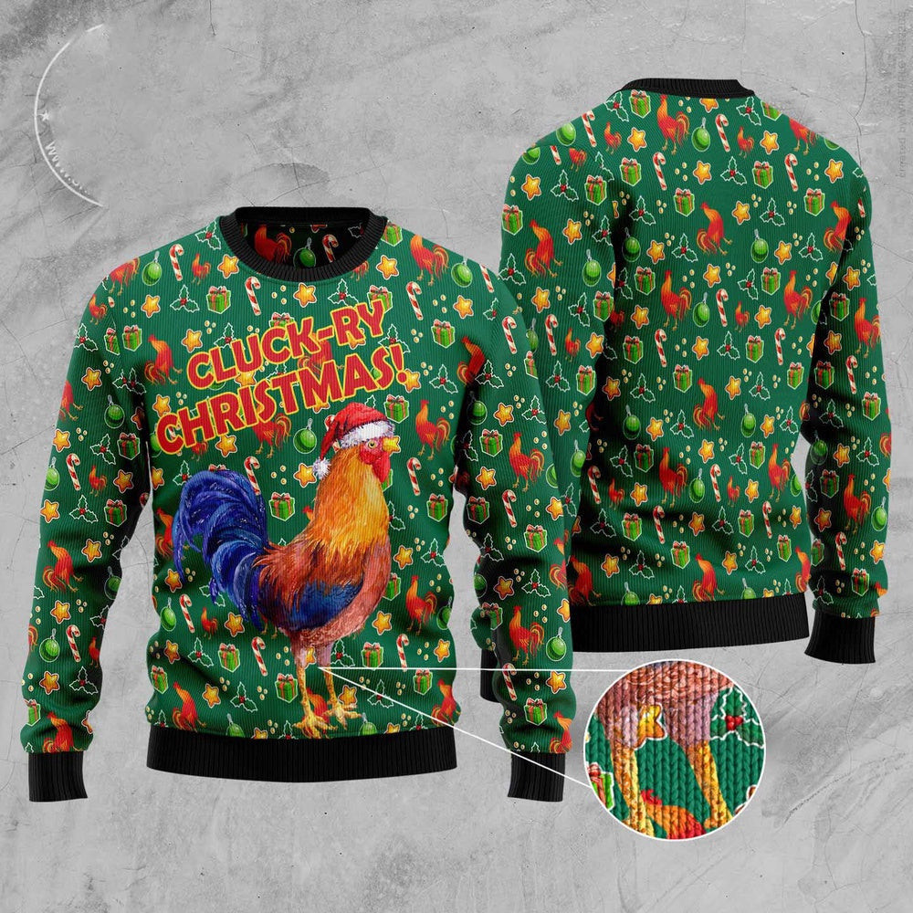 Cluck-Ry Christmas Ugly Christmas Sweater Funny Ugly Christmas Sweater Xmas Gifts