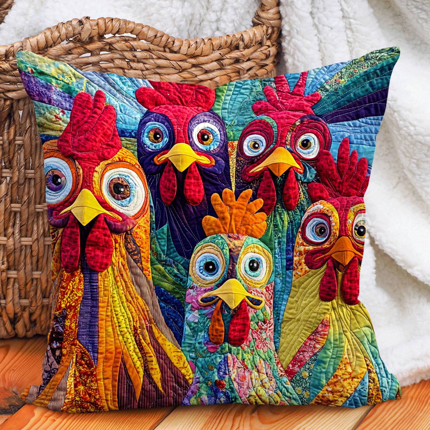 Cluckin Crazy Quilted Pillow Case Decorative Pillow Covers Chicken Lover Presents