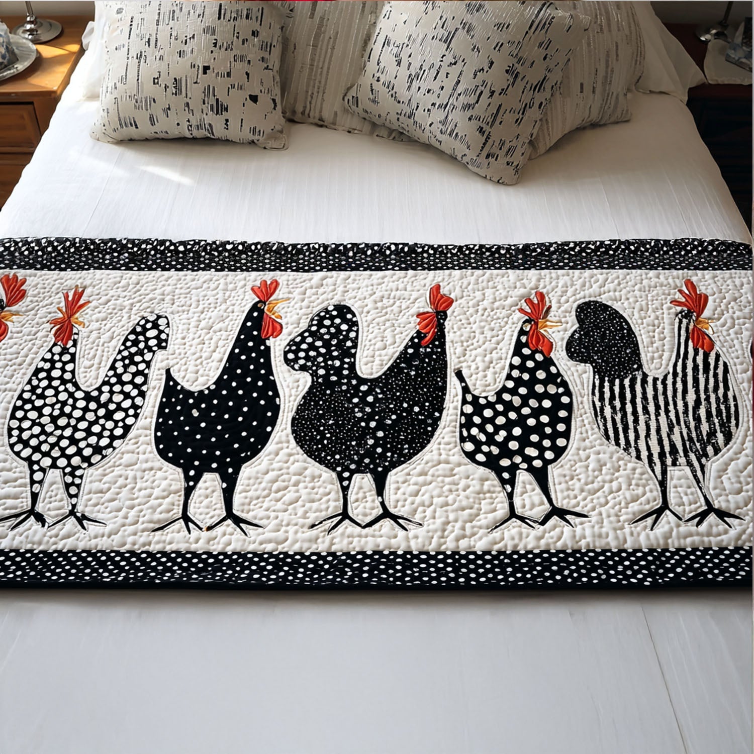 Cluckingham Quilted Bed Runner Bed Decorations Chicken Gifts For Chicken Lovers