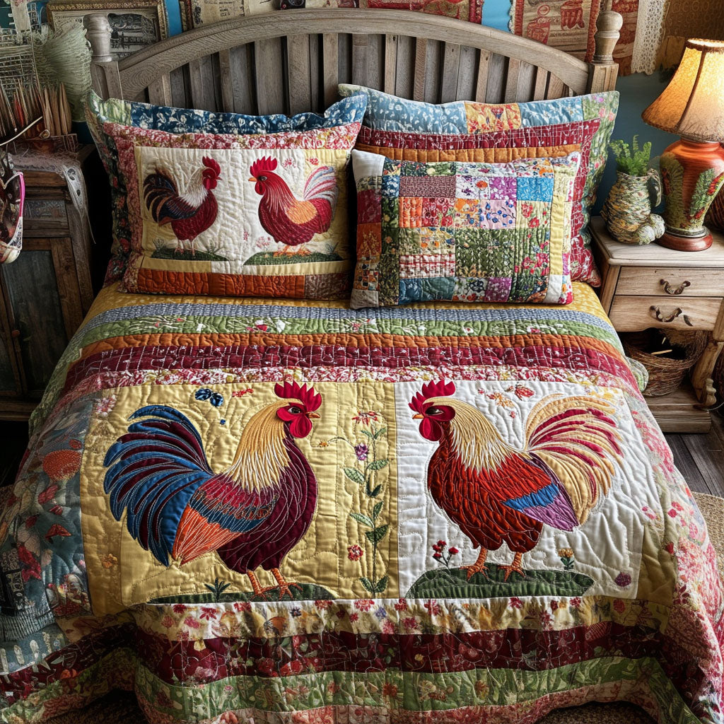 Cluckingham Quilted Bedding Set Bed Decor Gifts For People Who Love Chickens