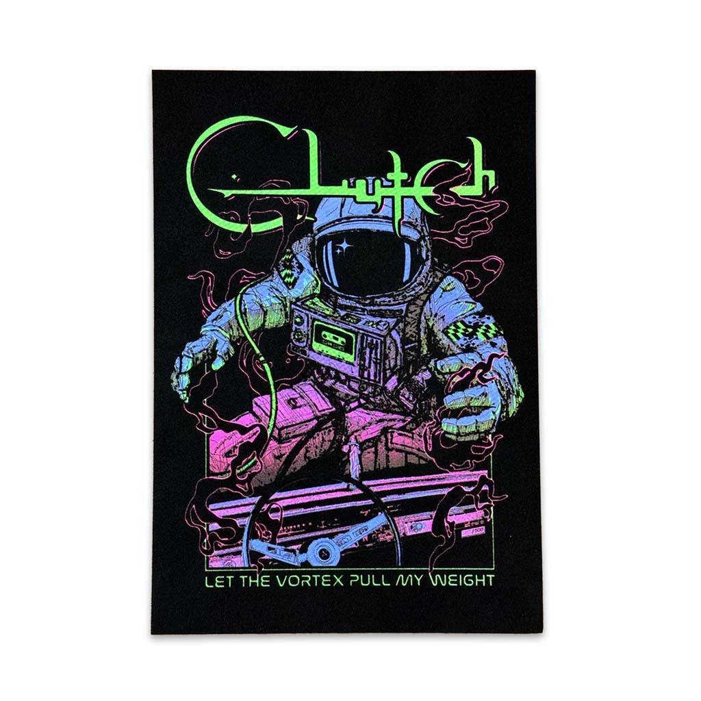 Clutch Merch Astronaut Flocked Blacklight Poster Let The Vortex Pull My Weight Clutch Poster