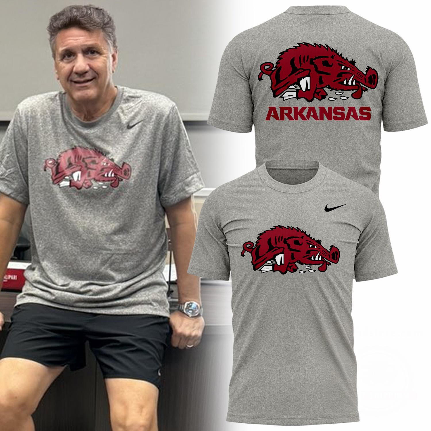 Coach John Calipari Arkansas Razorbacks Basketball Grey Shirt Gifts For Basketball Lovers