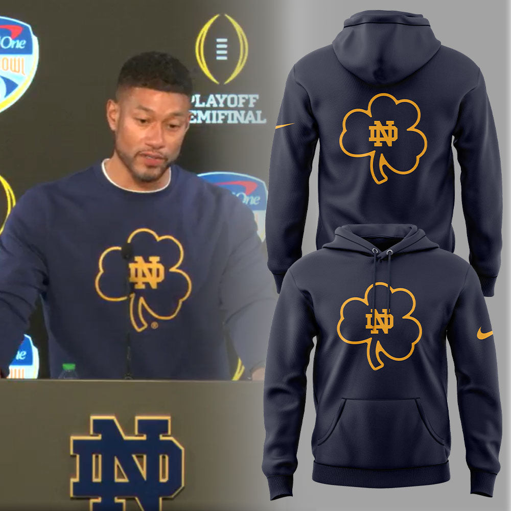 Coach Marcus Freeman Notre Dame Clover Hoodie Football Theme Gifts
