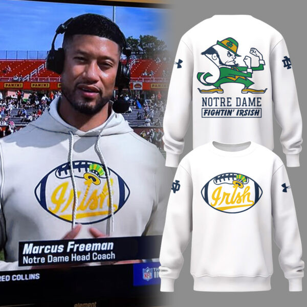 Coach Marcus Freeman Notre Dame Fighting Irish Sweatshirt Football Fan Gift Ideas