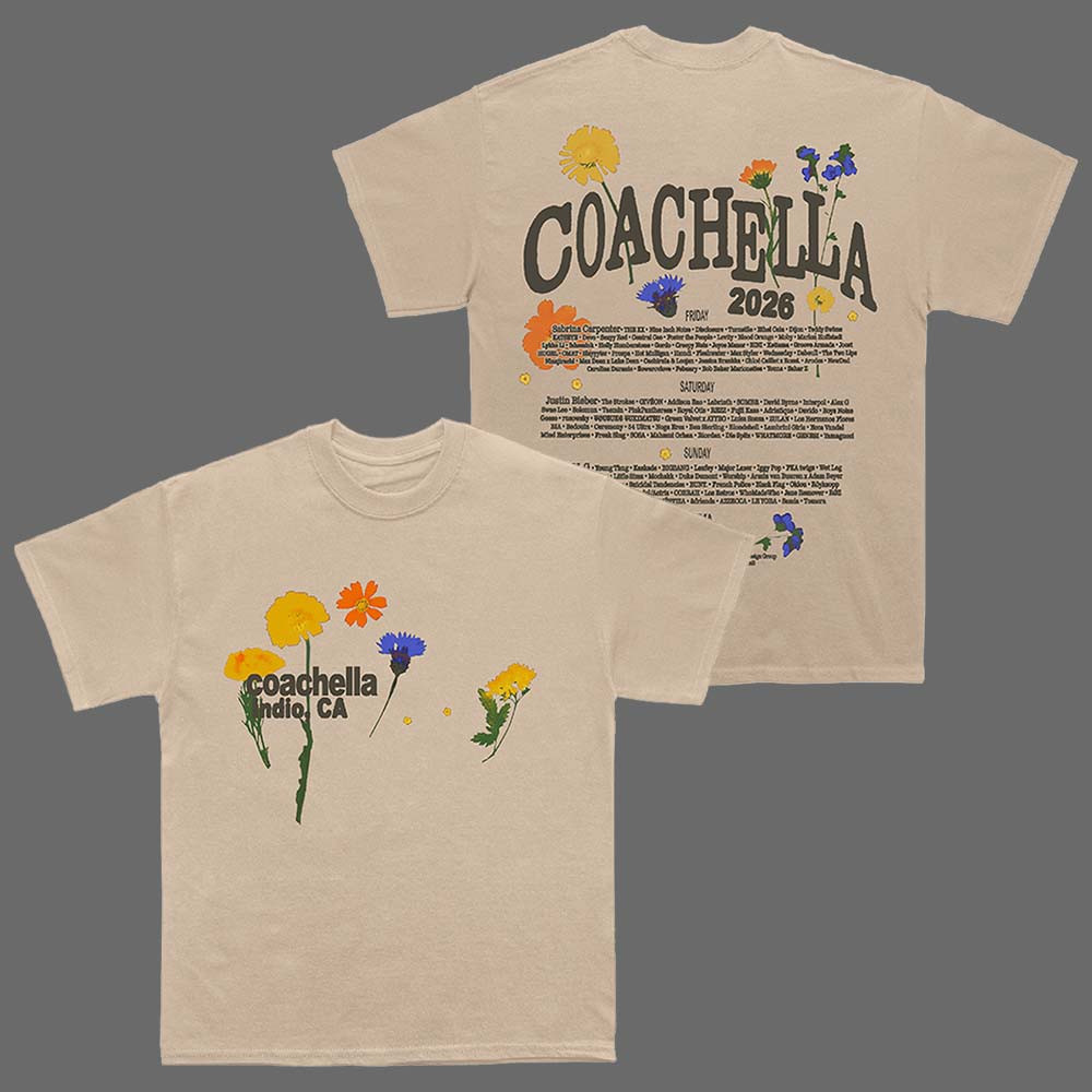 Coachella 2026 Merch California Pressed Flowers 2026 Lineup T-Shirt Music Festival Shirt Fan Gift