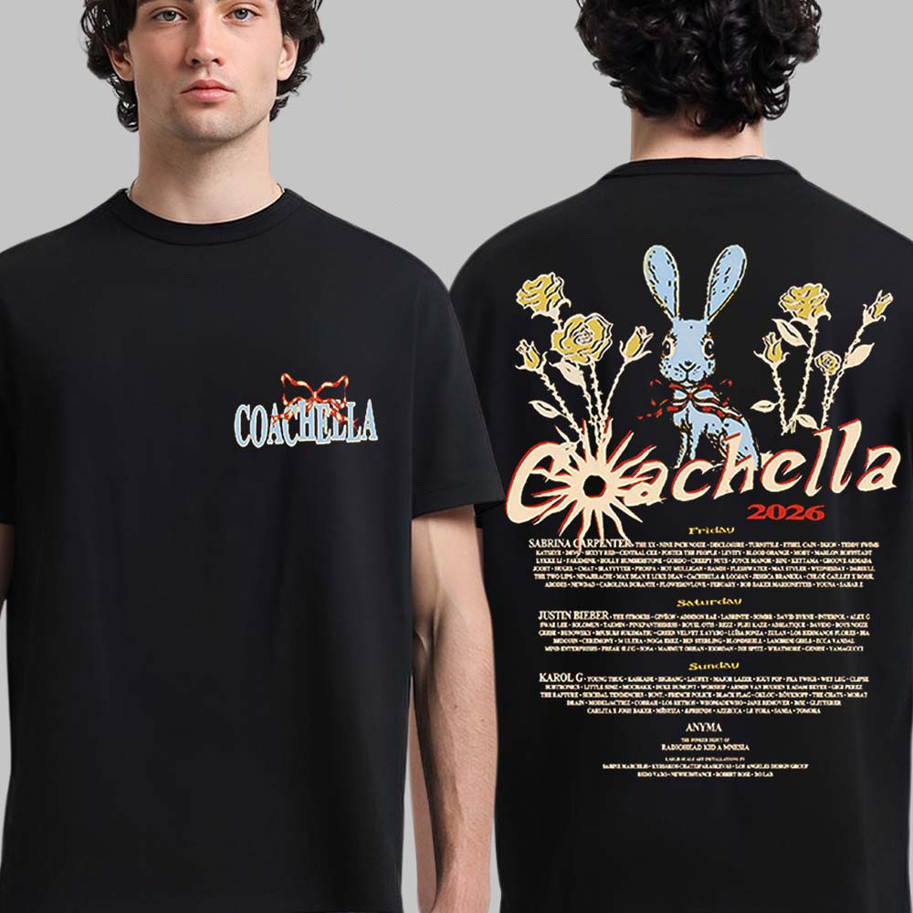 Coachella 2026 Merch In Indio California Ribbons & Roses 2026 Lineup T-Shirt Music Concert Tee