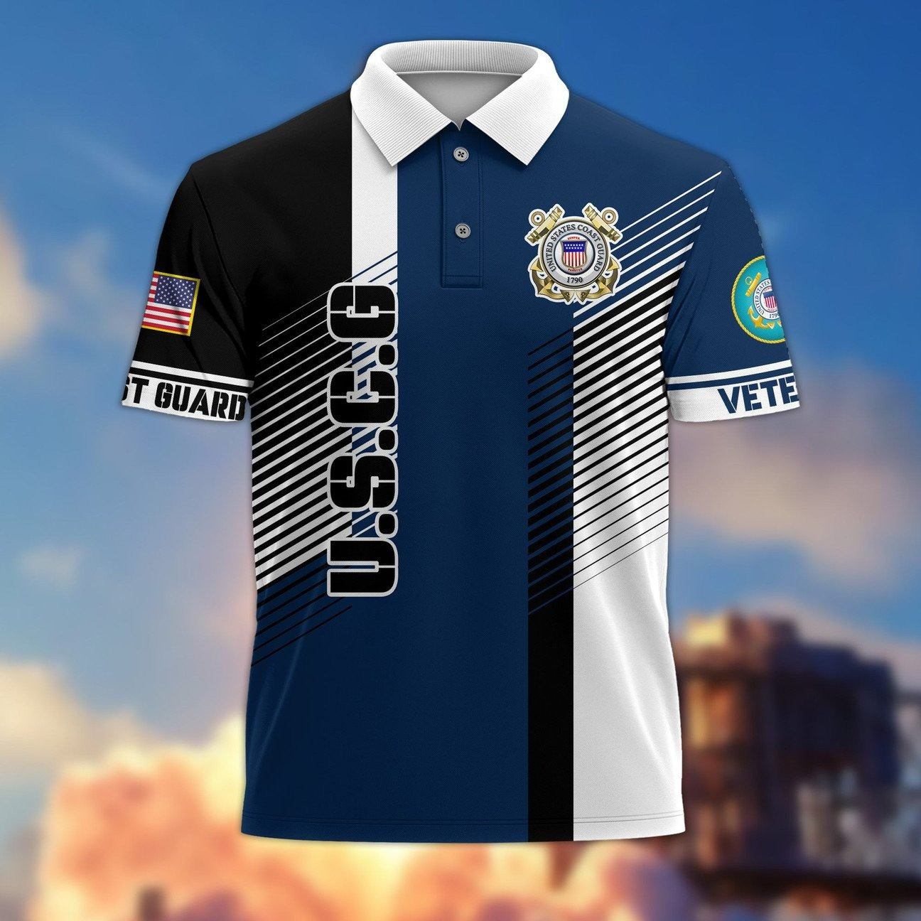 Coast Guard US Veterans Polo Shirt Great Gift on Veteran Day for Father and Husband and Friends