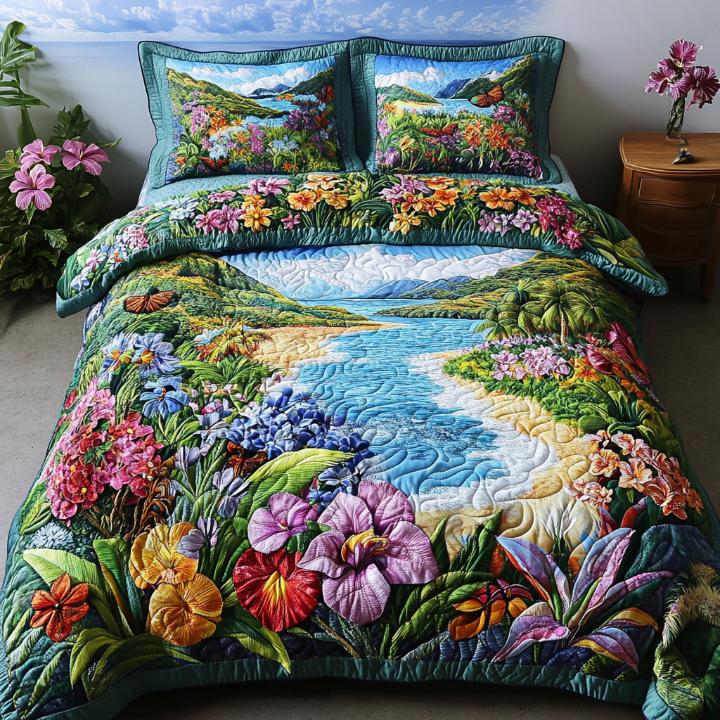 Coastal Bliss Quilted Bedding Set Best Bed Sheet Set Best Gifts For Beach Lovers