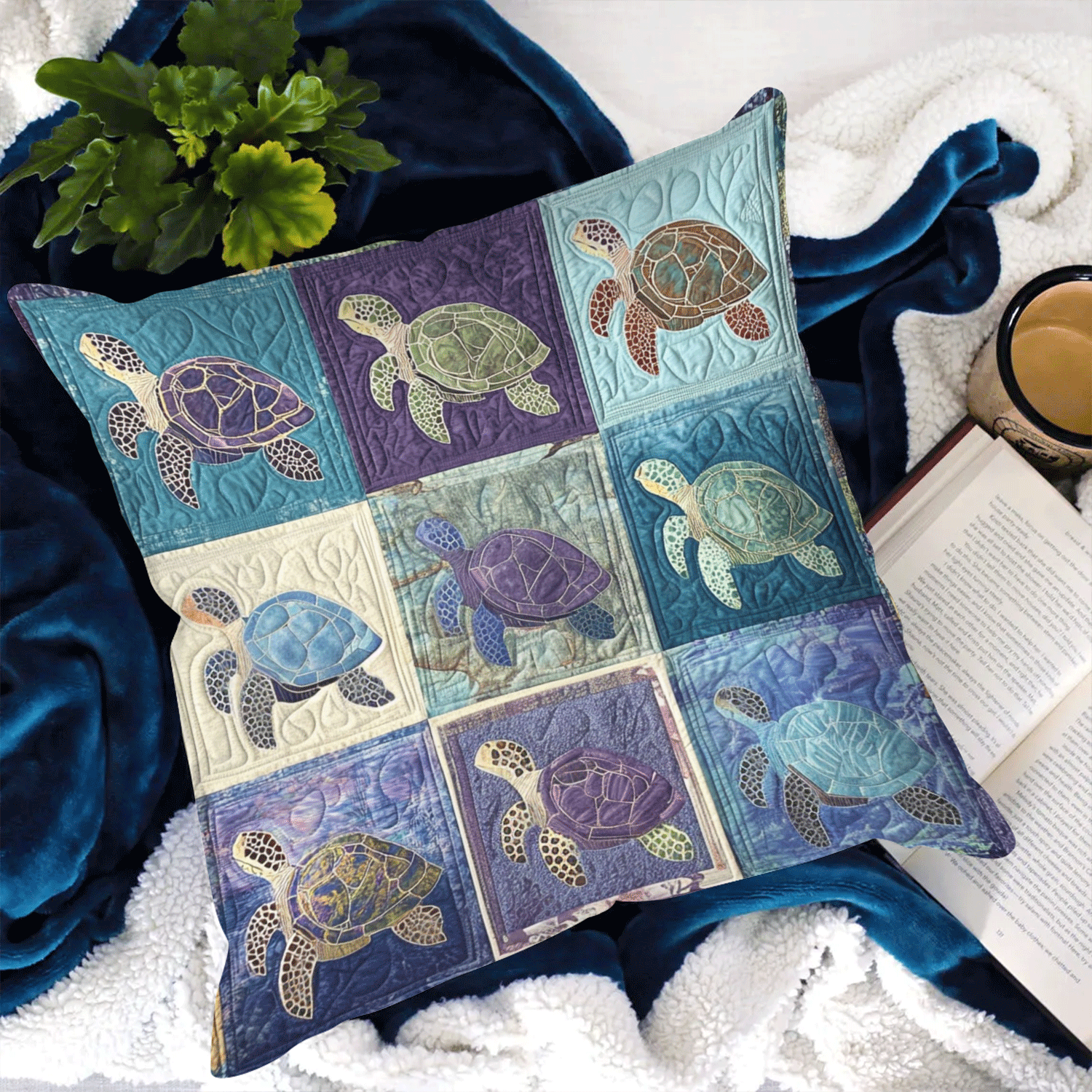 Coastal Bliss Quilted Pillow Case Holiday Pillow Cover Decoration