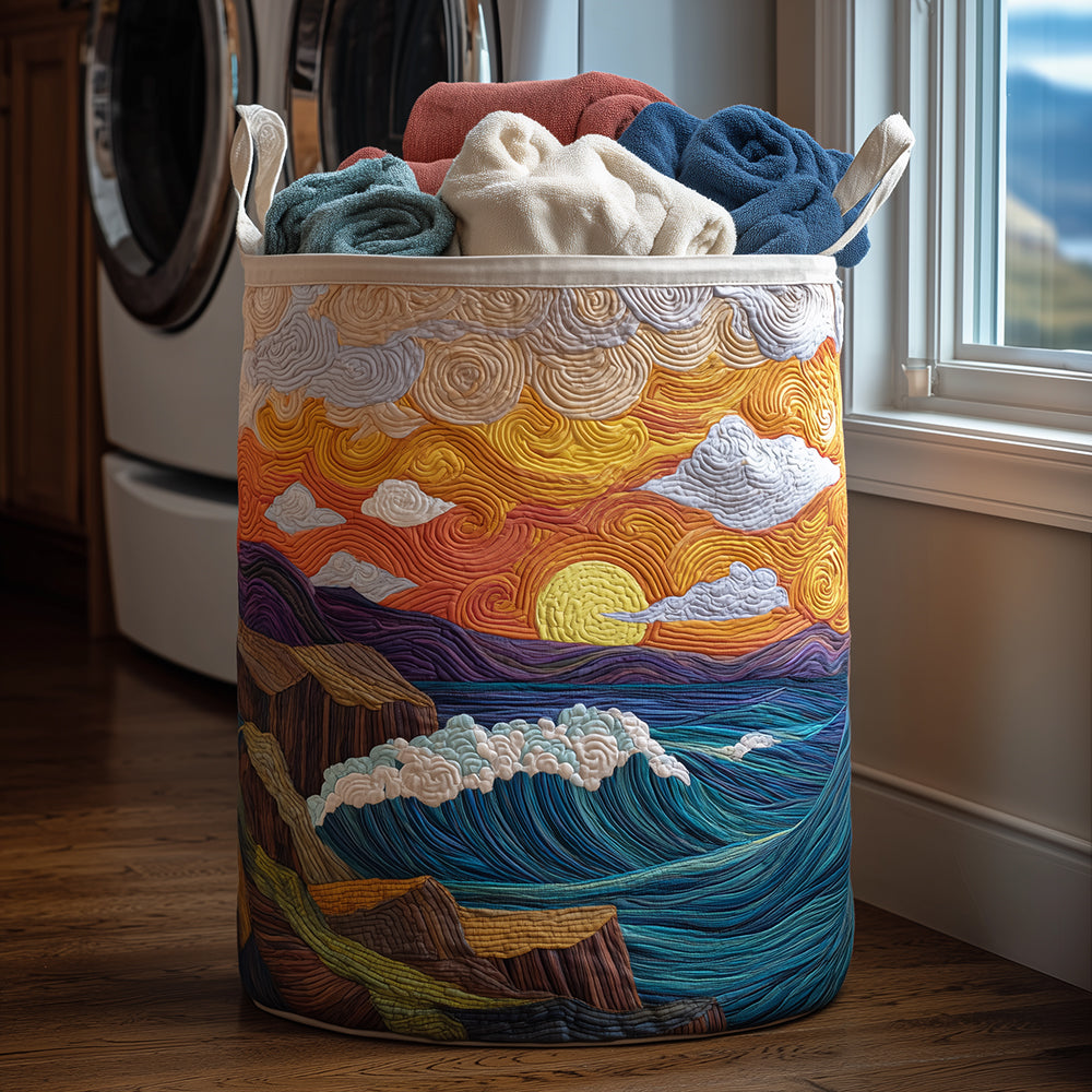 Coastal Breeze Quilted Laundry Basket Great Idea For New Home