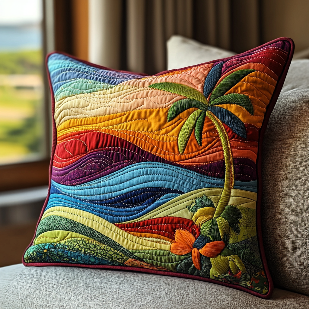 Coastal Breeze Quilted Pillow Case Christmas Pillow Cover Gift Idea