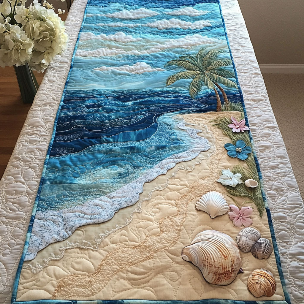 Coastal Breeze Quilted Table Runner Dining Table Decor Ideas Gifts For An Ocean Lover