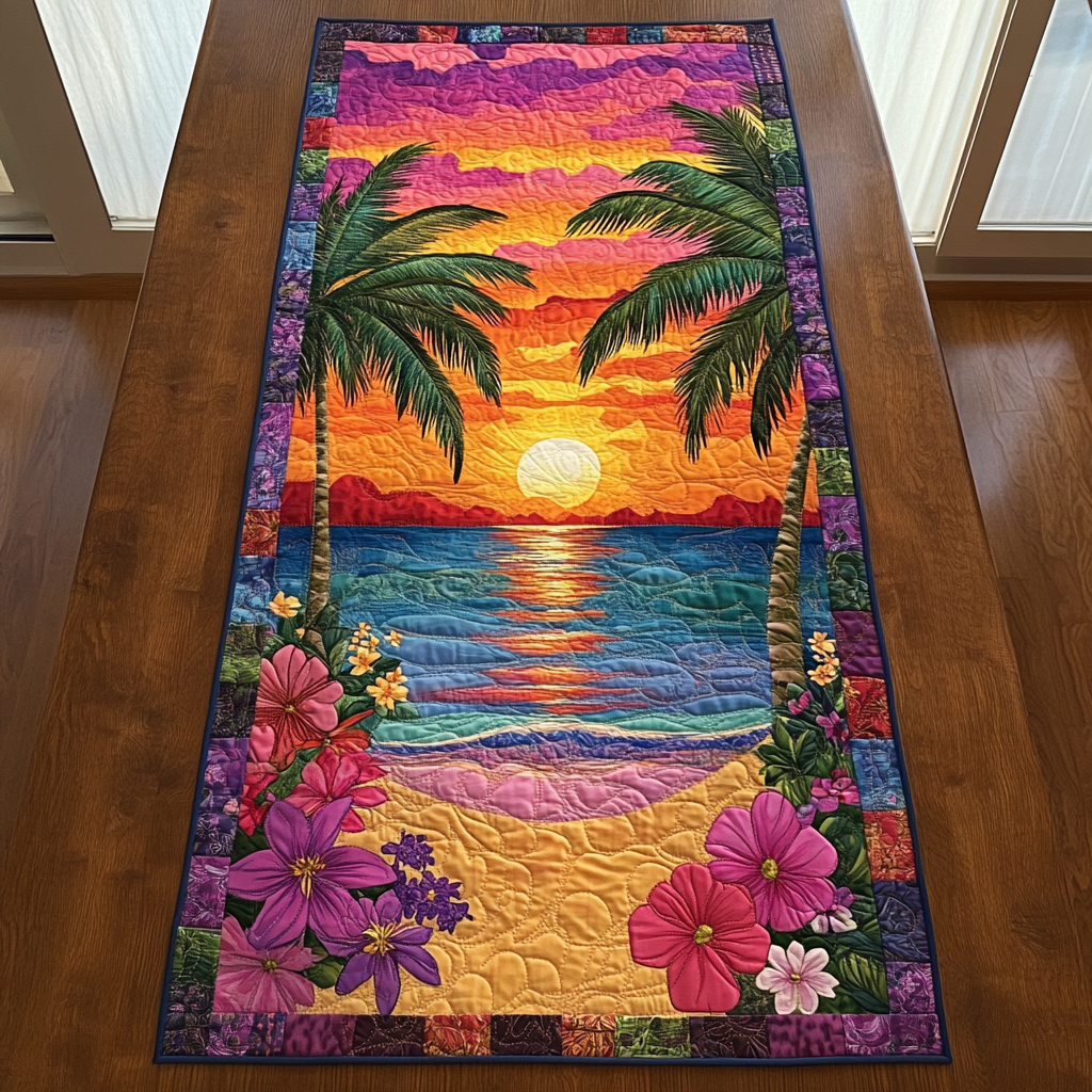 Coastal Calm Quilted Table Runner Beach Style Table Runner Gifts For My Mother In Law
