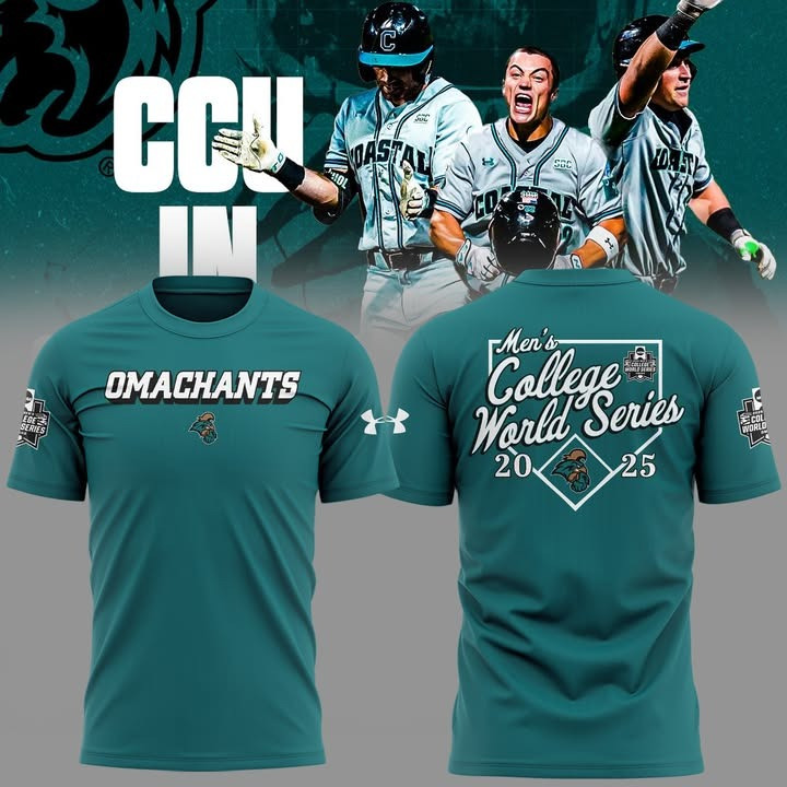 Coastal Carolina Baseball 2025 T-Shirt Omachants Men's College World Series Fan Merch