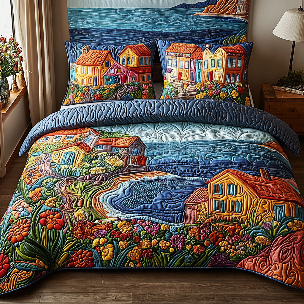 Coastal Charm Quilted Bedding Set Special Home Gift Idea for Comfortable Living