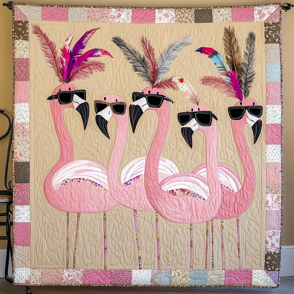 Coastal Charm Quilted Blanket Flamingo Gifts For Ladies