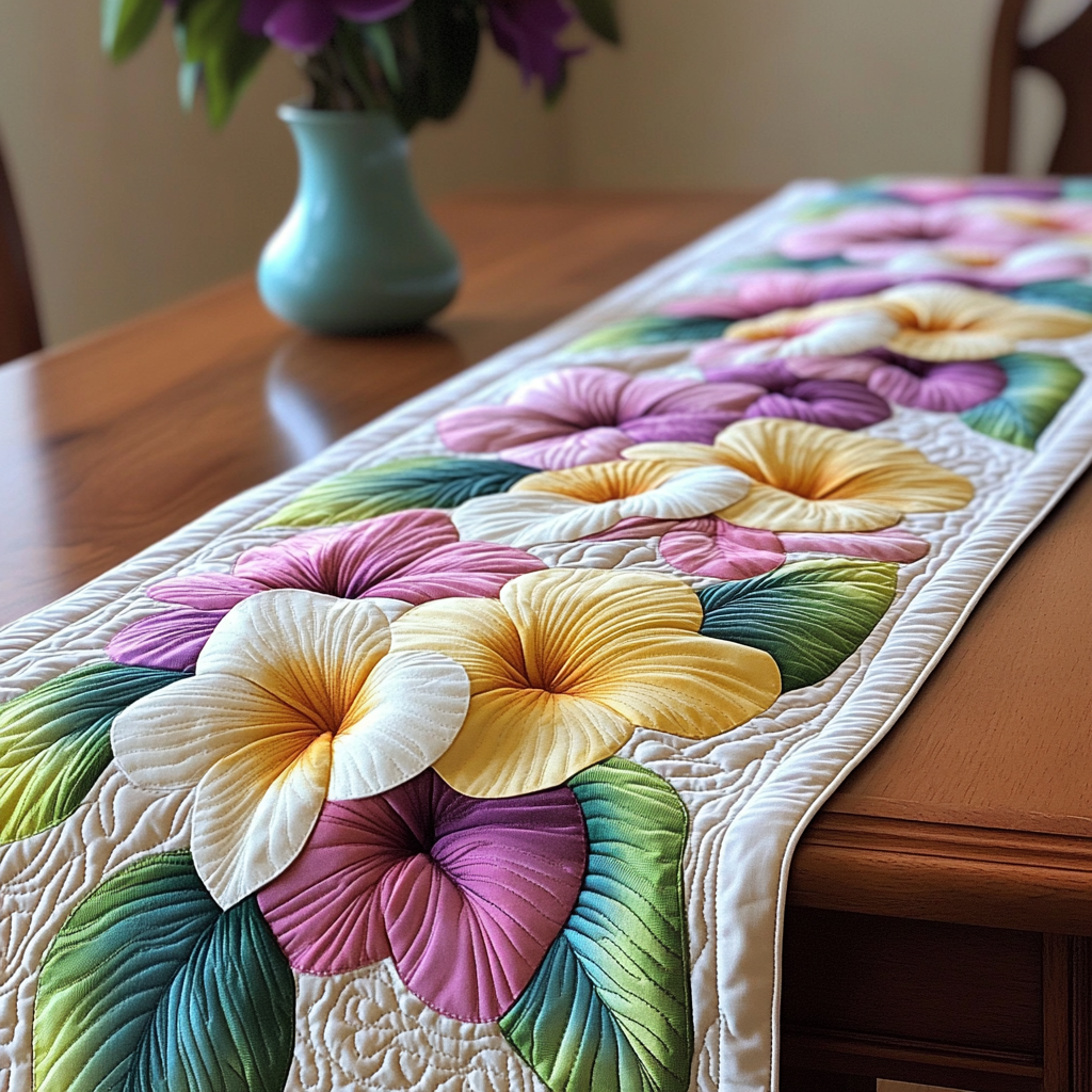 Coastal Charm Quilted Table Runner Tropical Themed Kitchen Decor Family Gift Ideas