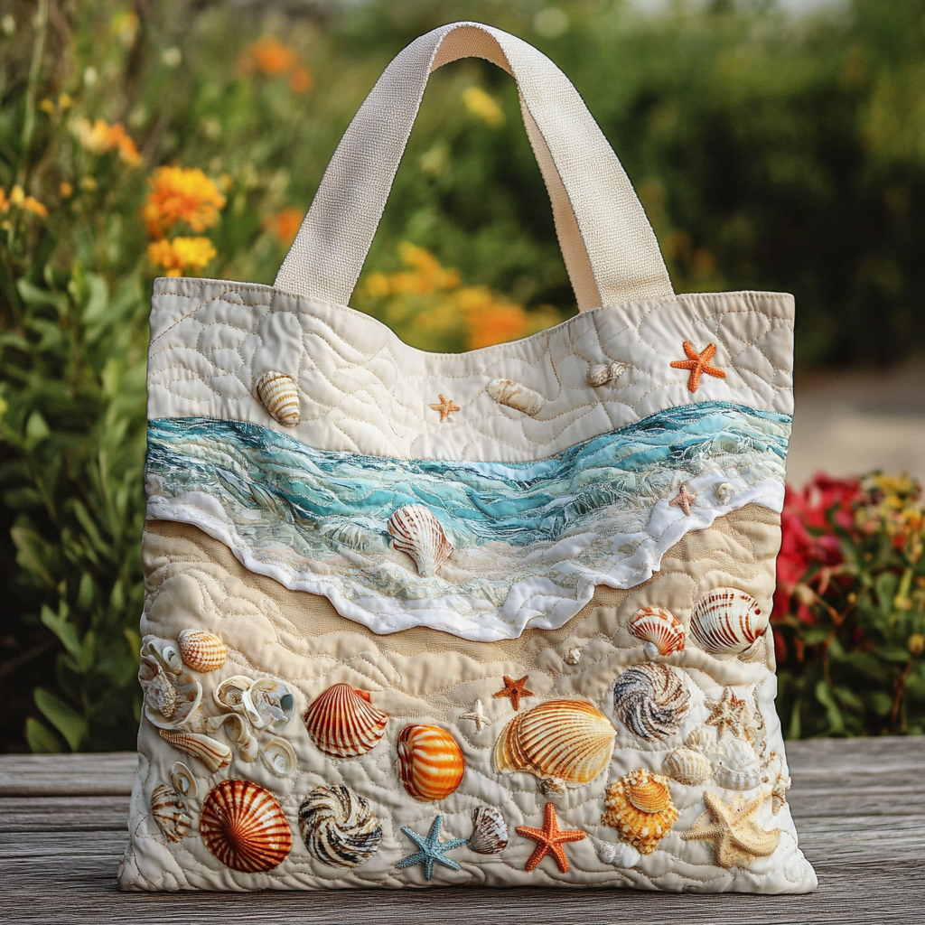 Coastal Charm Quilted Tote Bag Cool Beach Gifts