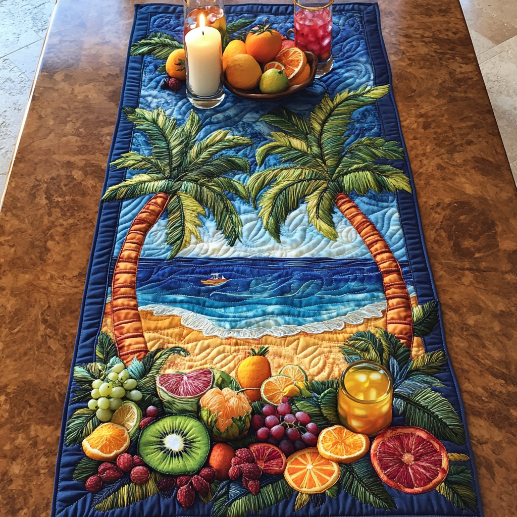 Coastal Cheers Quilted Table Runner Kitchen Table Decor Ideas Gifts For Surfer Guys