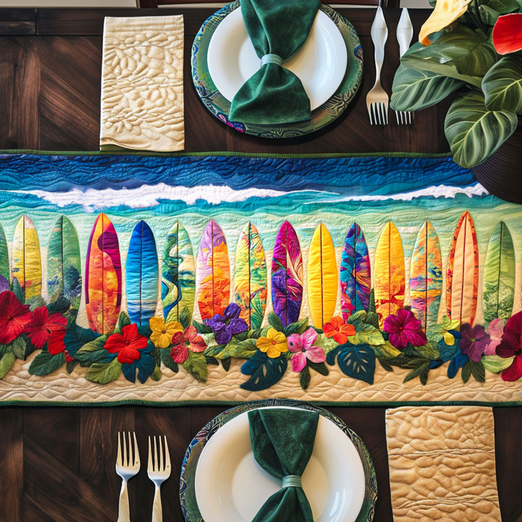 Coastal Drift Quilted Table Runner Dining Room Table Decor Surfing Related Gifts