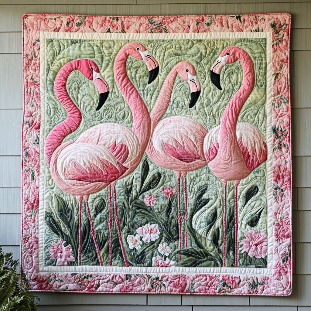 Coastal Elegance Quilted Blanket Flamingo Gifts For Her