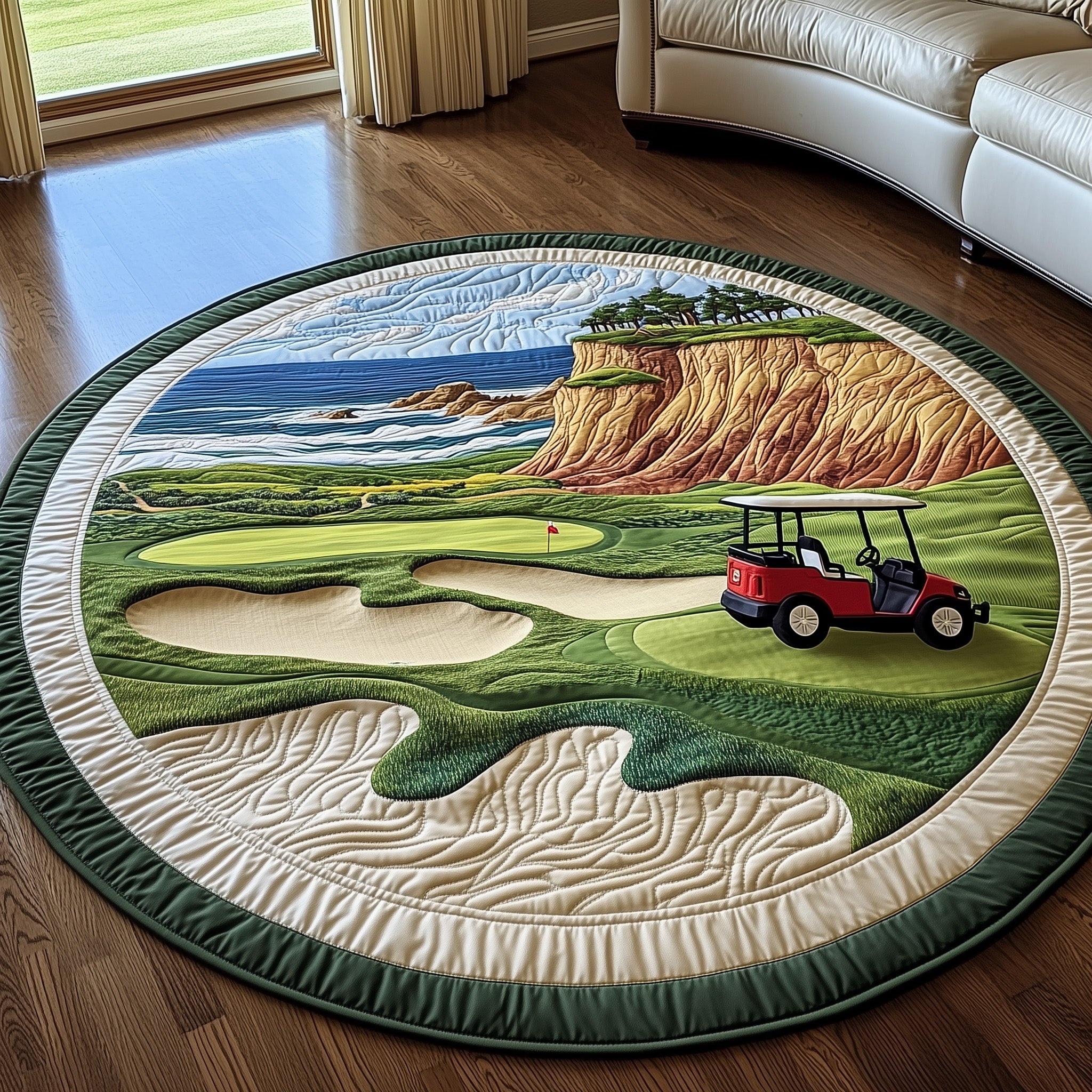 Coastal Fairway Quilted Round Mat Gift For Mom