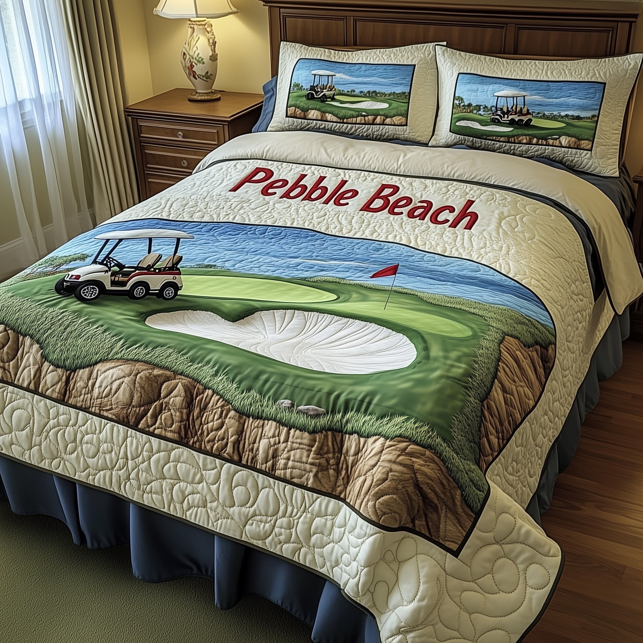 Coastal Fairway Retreat Quilted Bedding Set Duvet Cover Merchandise Best Golf Gifts Men