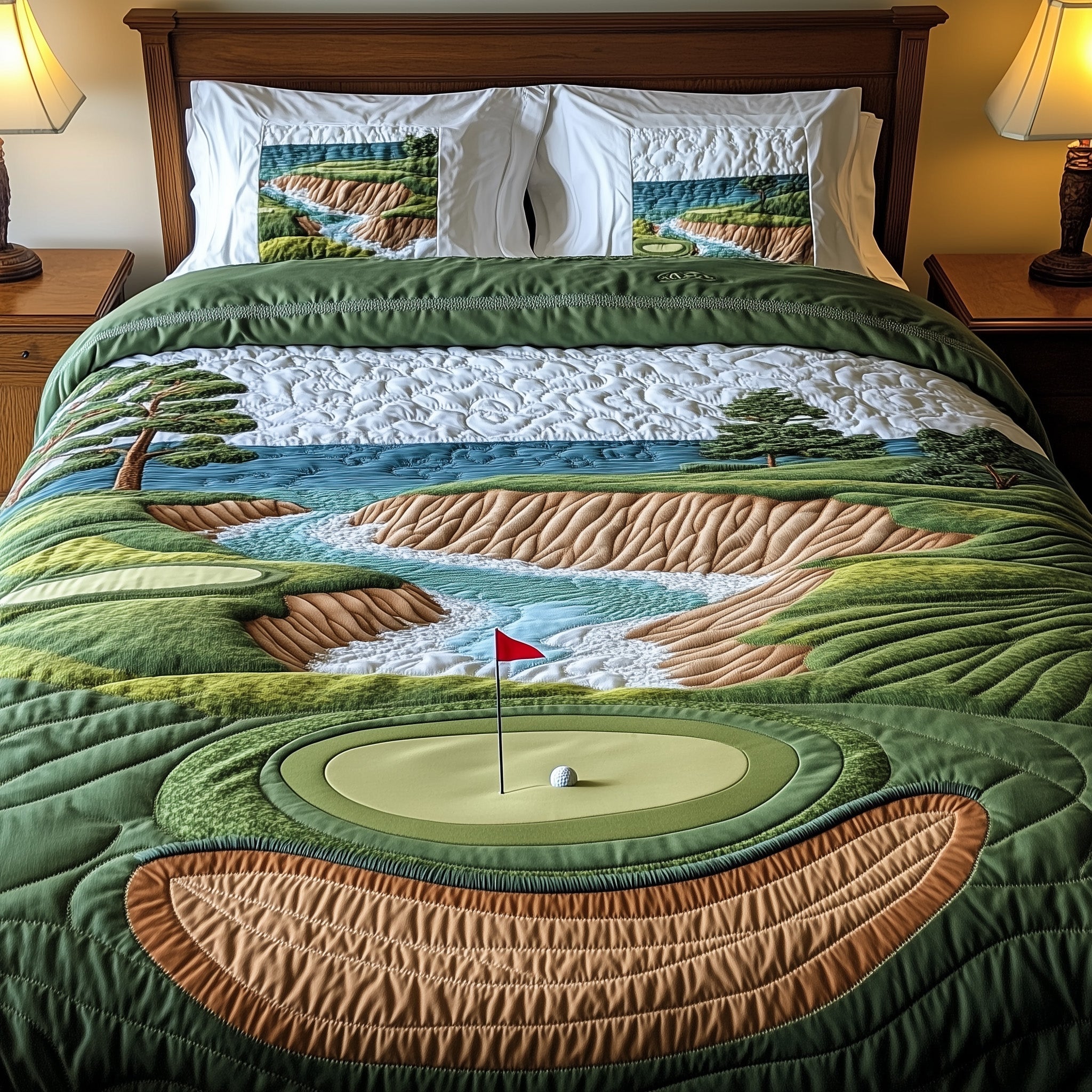 Coastal Fairway Retreat Quilted Bedding Set Duvet Cover Merchandise Interesting Golf Gifts