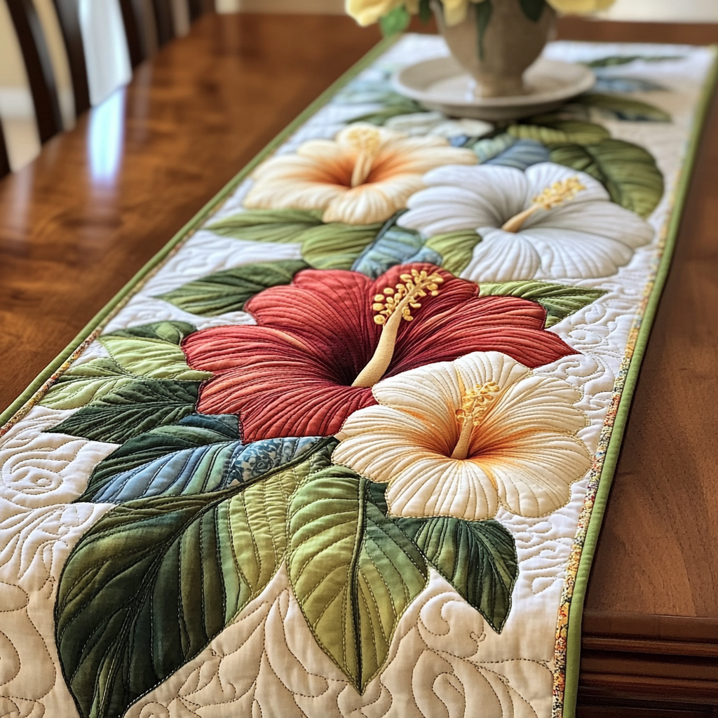 Coastal Garden Quilted Table Runner Tropical Table Runner Best Friend Presents