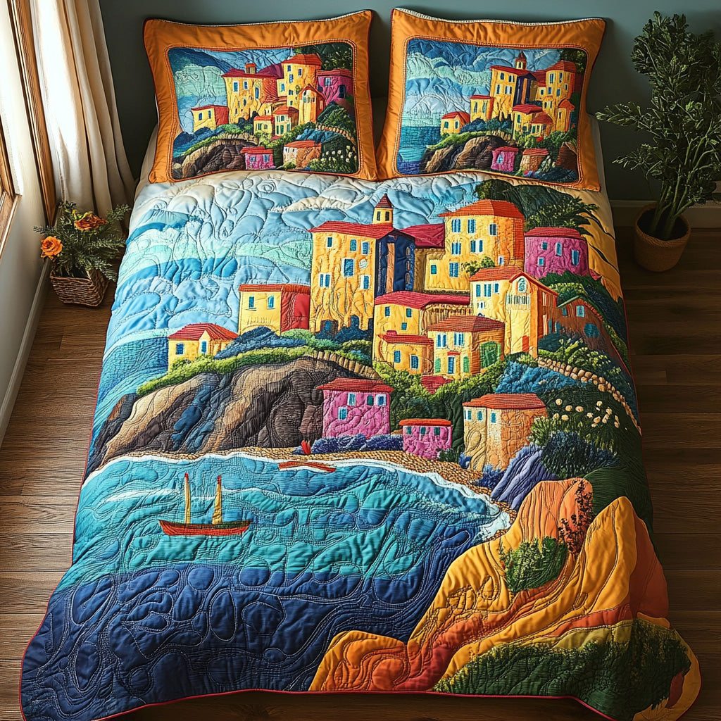 Coastal Glow Quilted Bedding Set Stylish Bed Sheet Set for Modern Home
