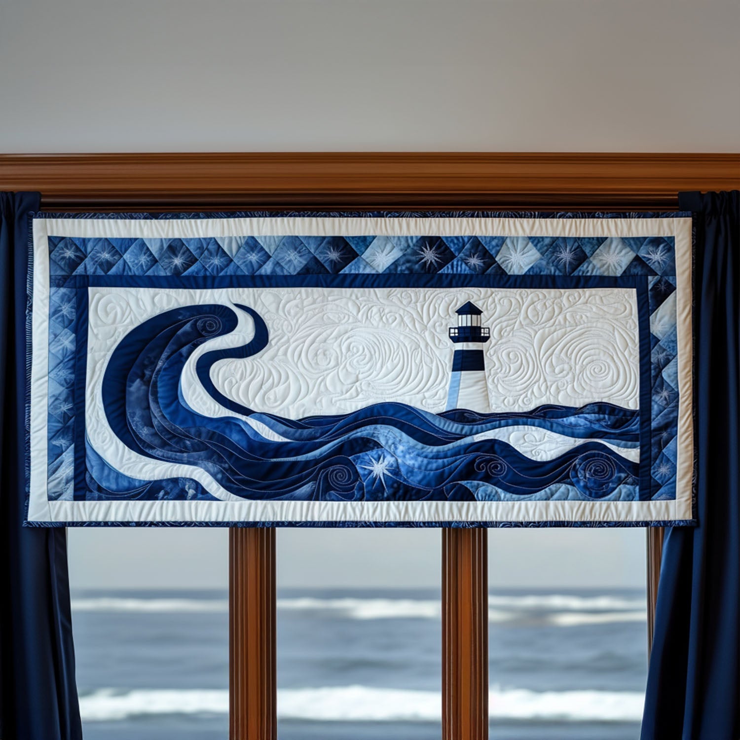 Coastal Glow Quilted Valance Christmas Decor Gifts For Sea Lovers