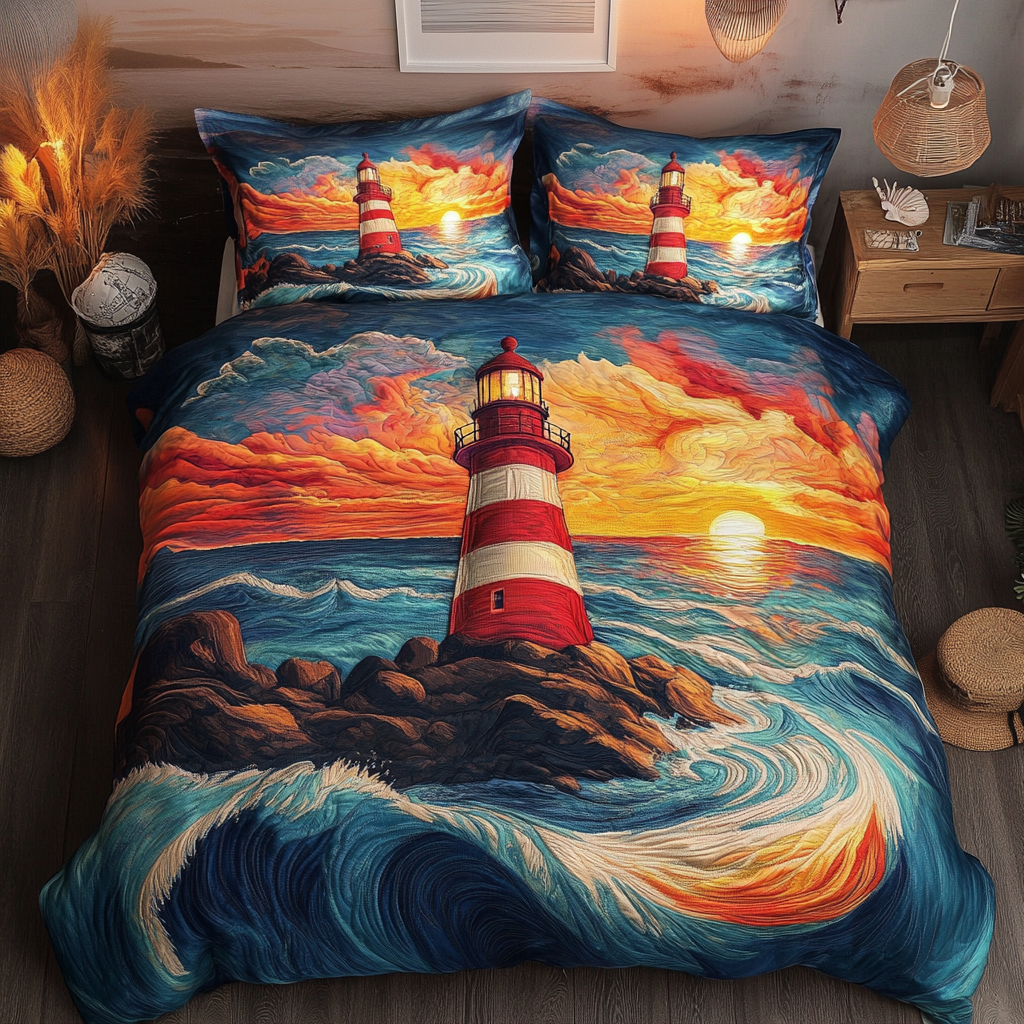 Coastal Illumination Quilted Bedding Set Best Comforter Sets Lighthouse Gift Shop