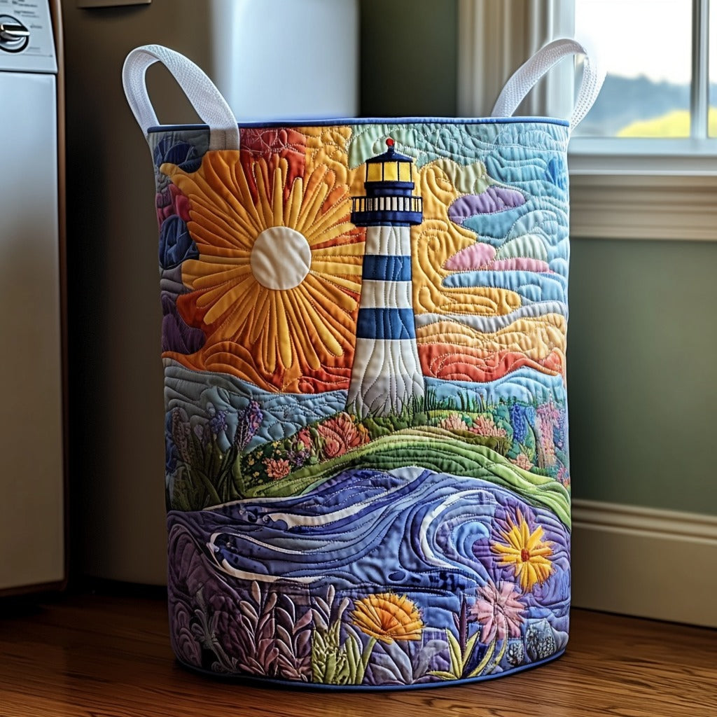 Coastal Light Quilted Laundry Basket Christmas Merch Gift