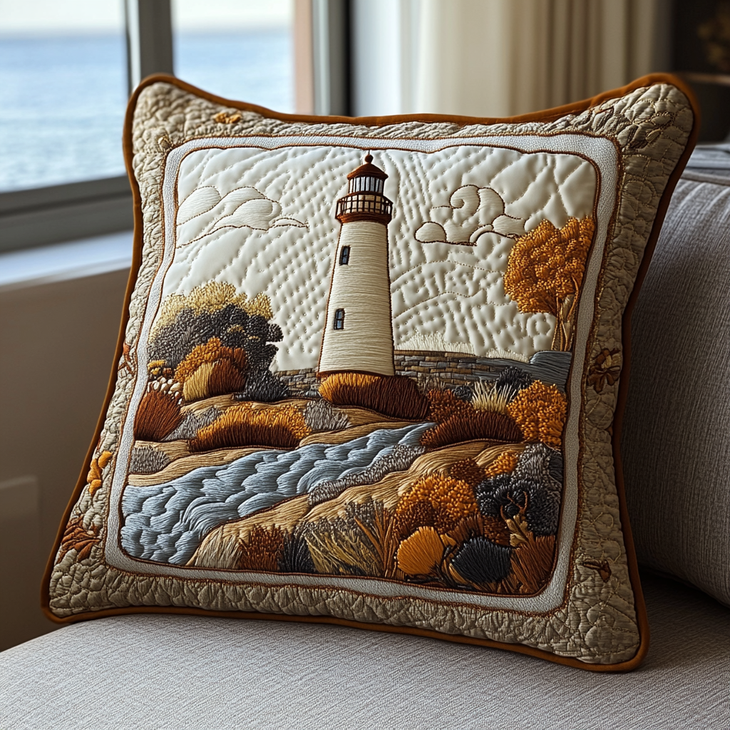 Coastal Light Quilted Pillow Case Cute Pillow Covers Unique Lighthouse Gifts