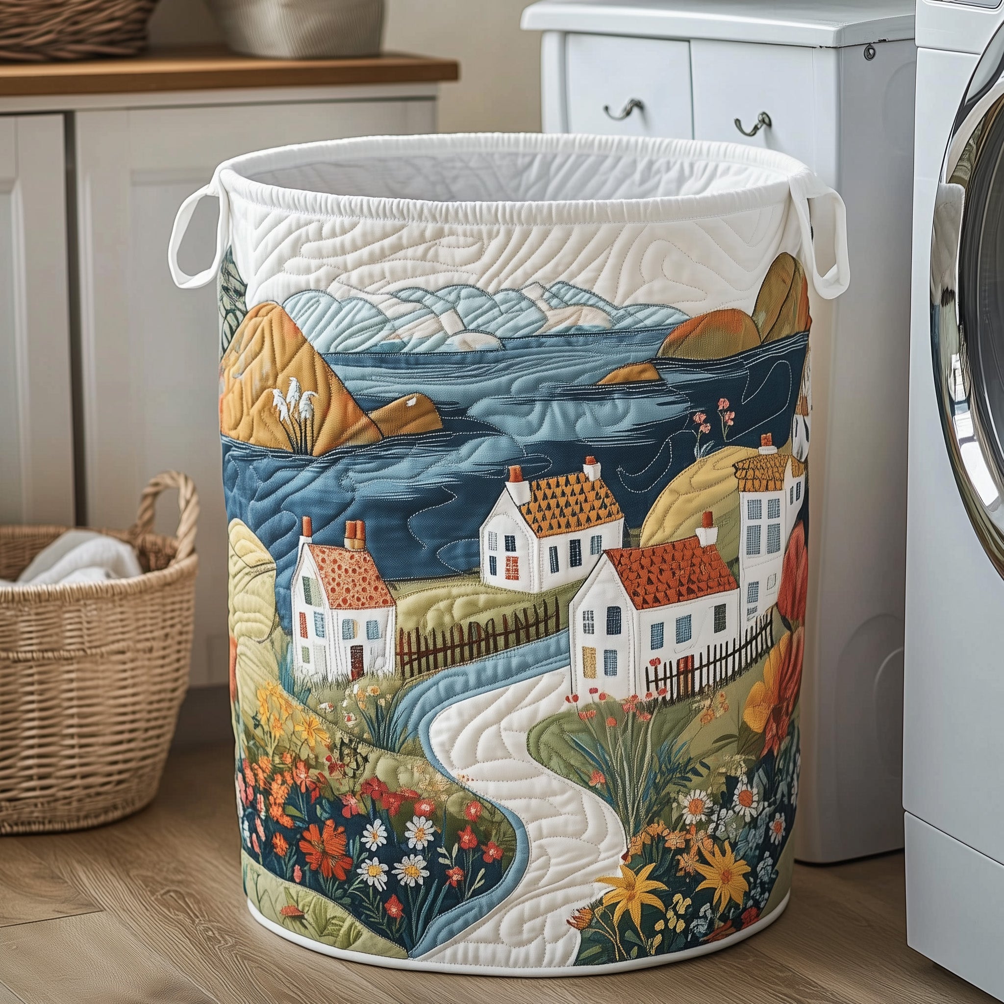 Coastal Nest Quilted Laundry Basket Graduation Merch Gift