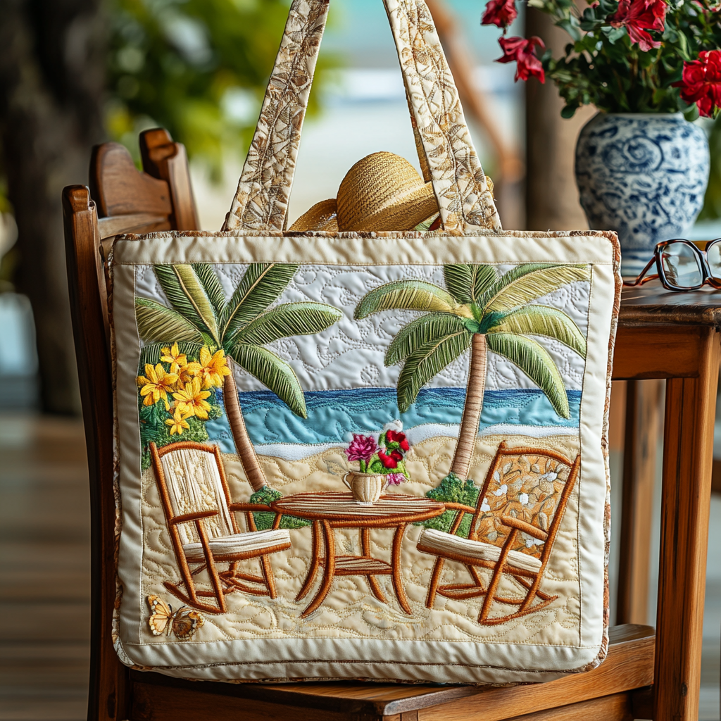 Coastal Retreat Quilted Tote Bag Gift For Beach Lover