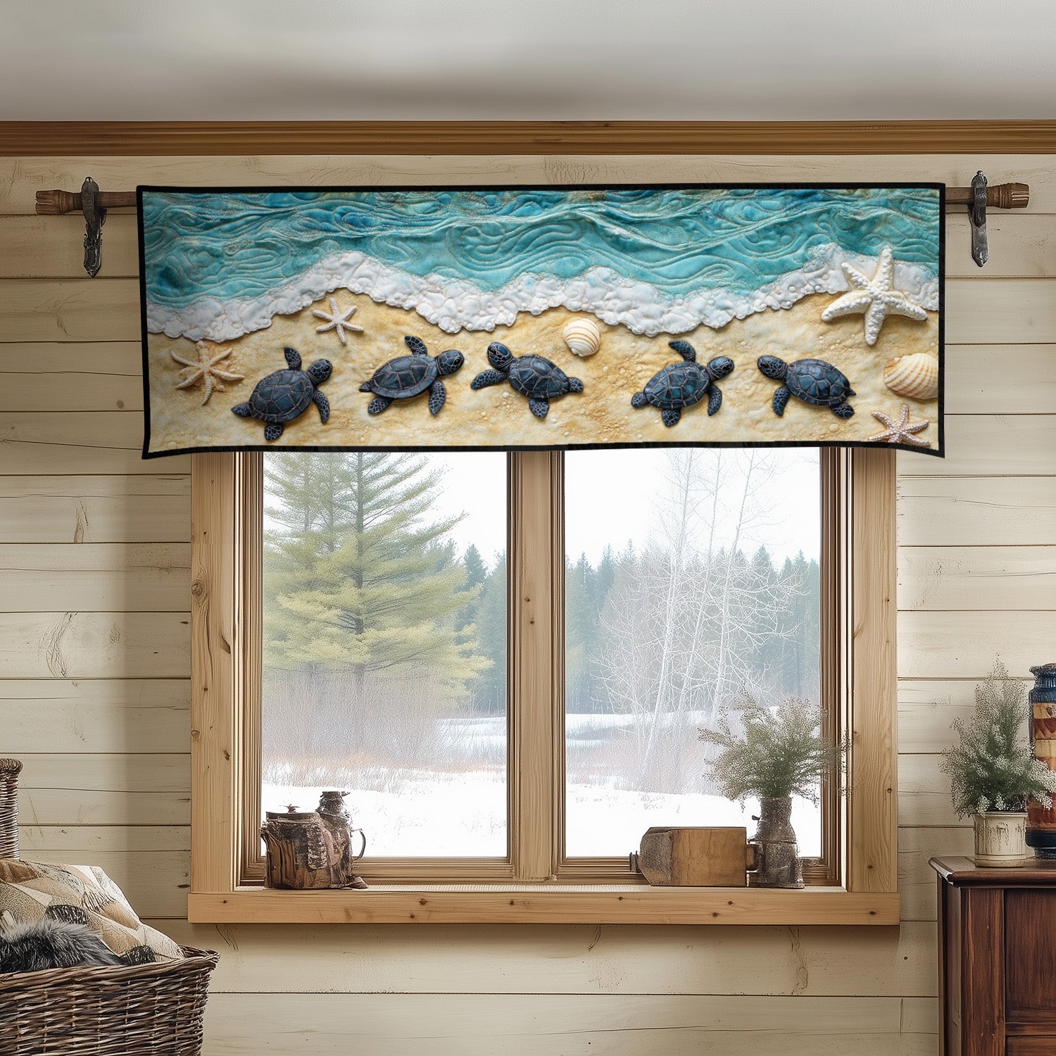 Coastal Retreat Quilted Valance Front Entryway Ideas Christmas Presents For Sea Turtle Lovers