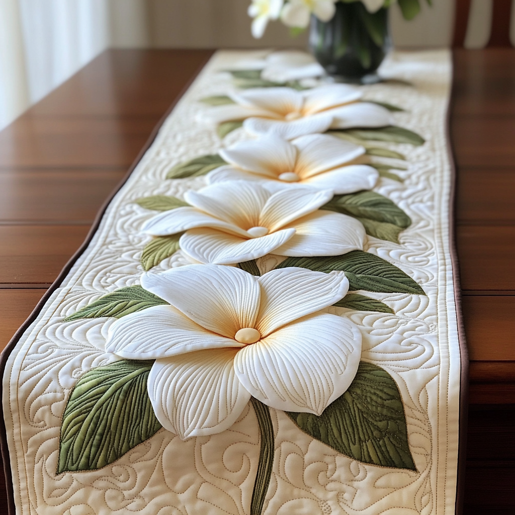 Coastal Romance Quilted Table Runner Tropical Table Runner Family Presents
