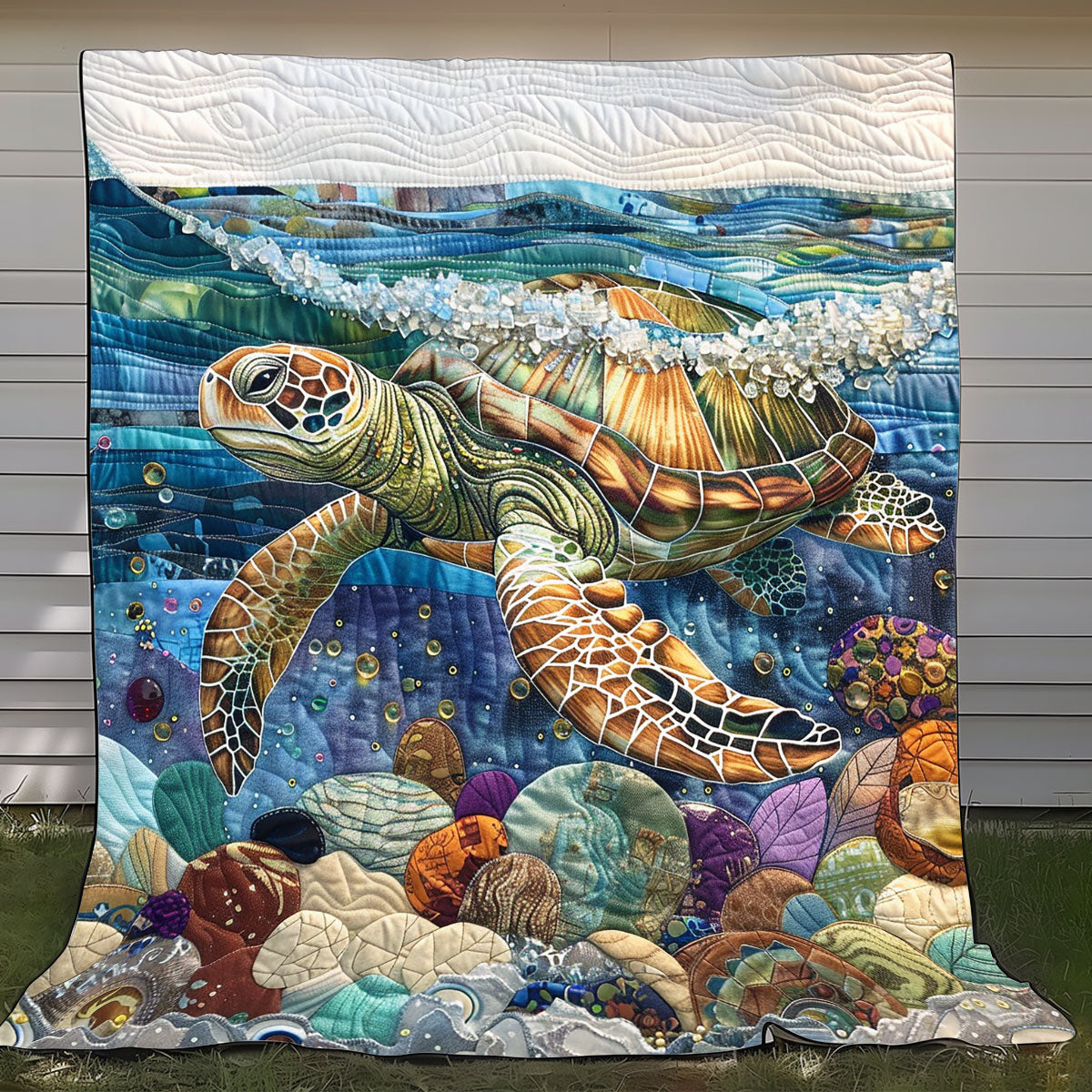 Coastal Sea Turtles Quilt Blanket Gifts For Men Who Have Everything