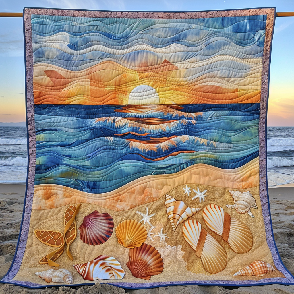 Coastal Sunset Quilted Blanket Christmas Presents For Friend