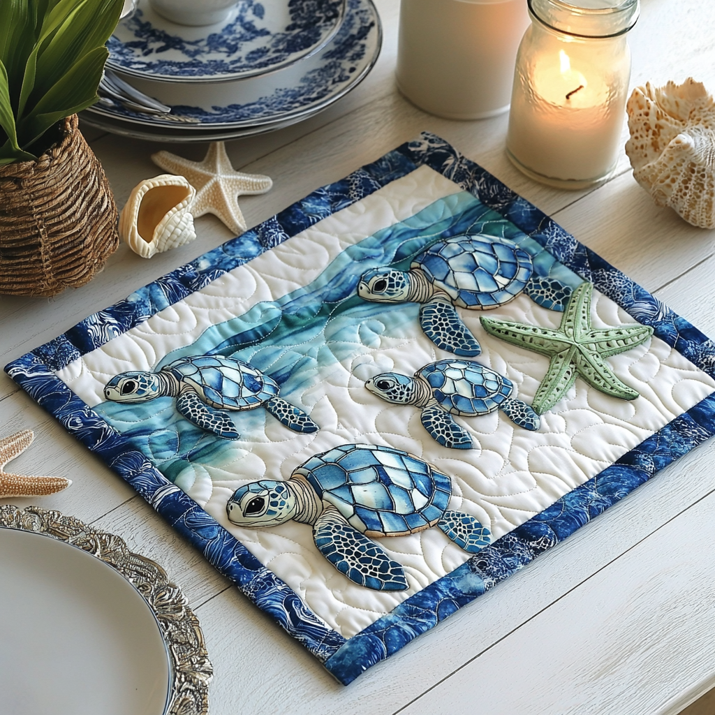 Coastal Wanderer Quilted Place Mat Dining Table Decor Ocean Themed Gift