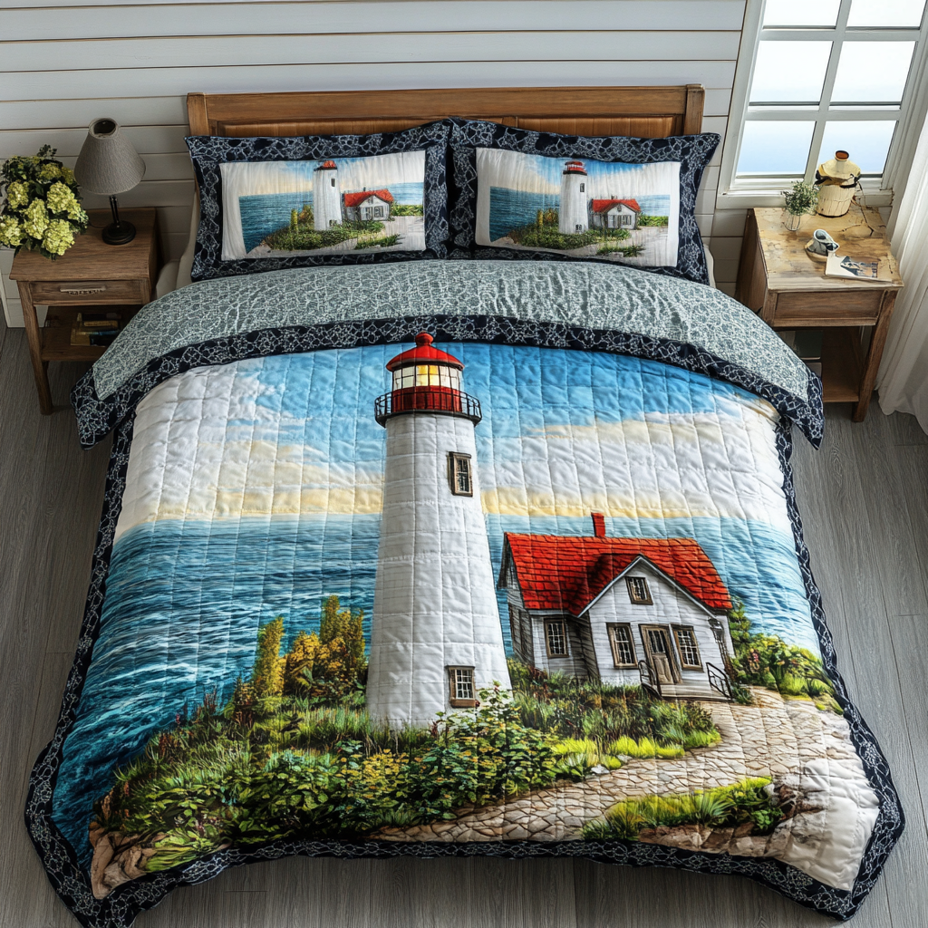 Coastal Watch Quilted Bedding Set Meaningful Home Gift for Special Occasions
