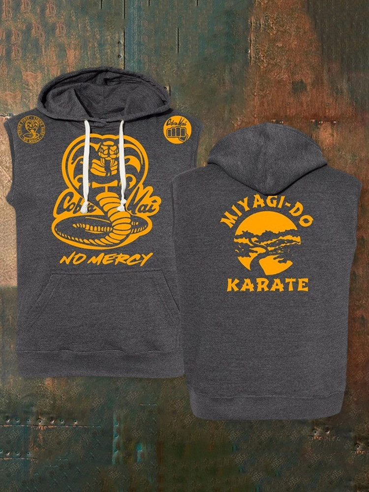 Cobra Kai No Mercy Miyagi-Do Karate Men's Hooded Tank Top Cobra Kai Merch Apparel Gifts